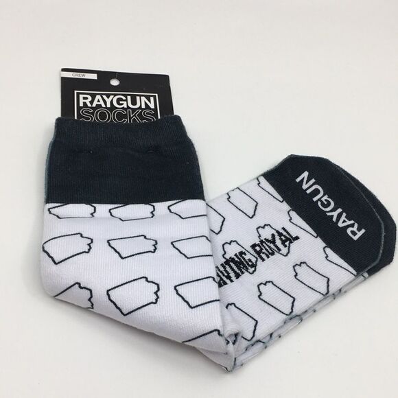 Raygun Crew Socks Iowa Outline Black and White Socks - Picture 1 of 12